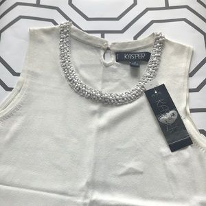 Kasper cream beaded tank